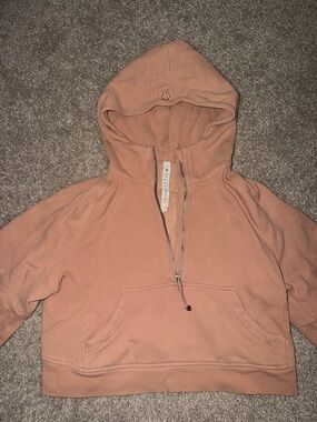 Lululemon Cropped Half-Zip Hoodie in Peachy Nude Color